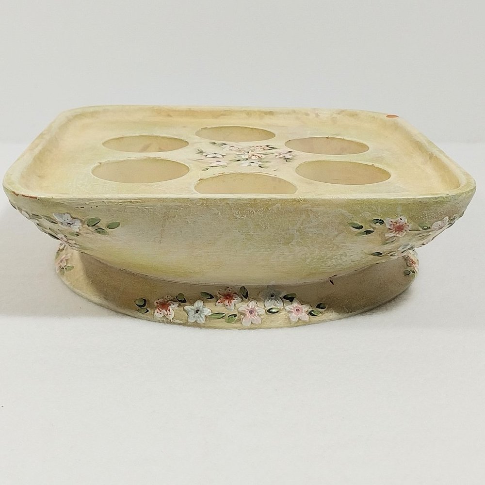 Vintage PartyLite Votive Pedestal Floral Design 6 Tealight Holder #1312